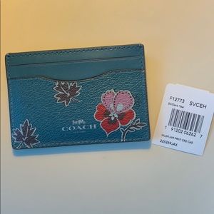 NWT Coach Wildflower Print Card Case- Teal